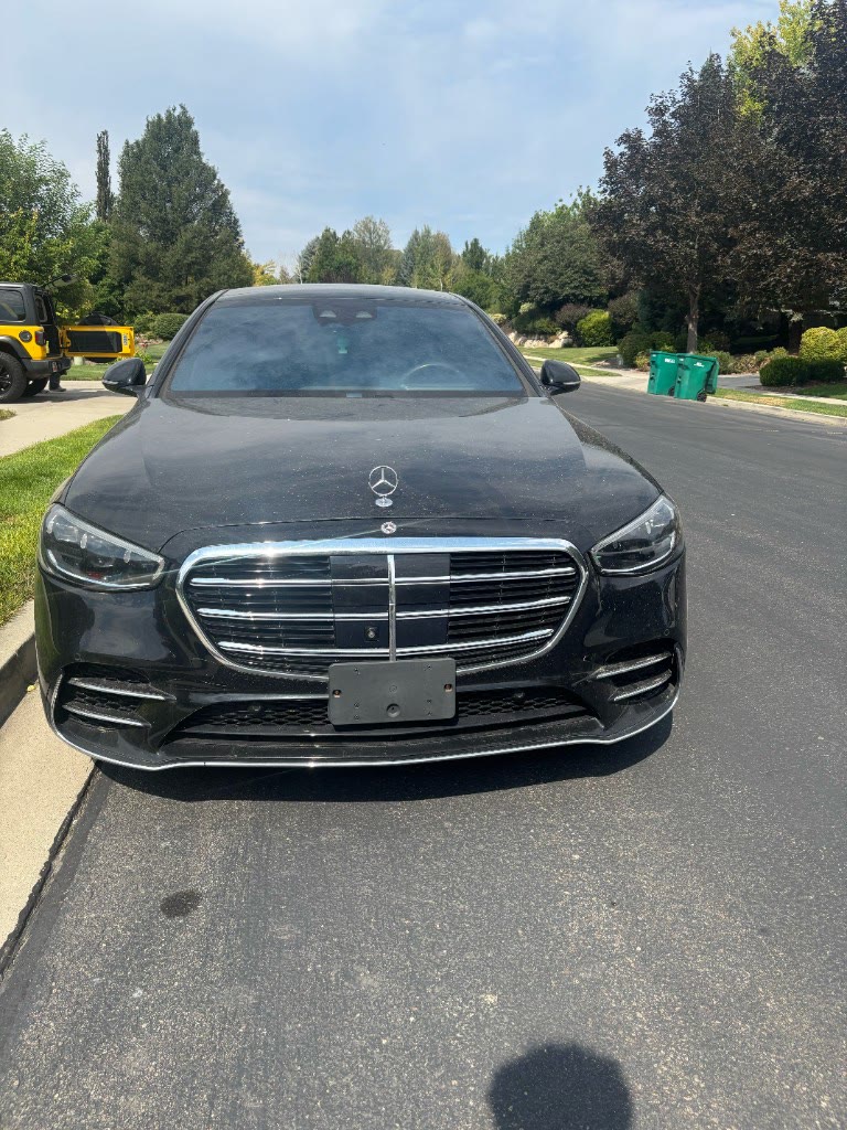 Black Mercedes S-Class front before exterior detail