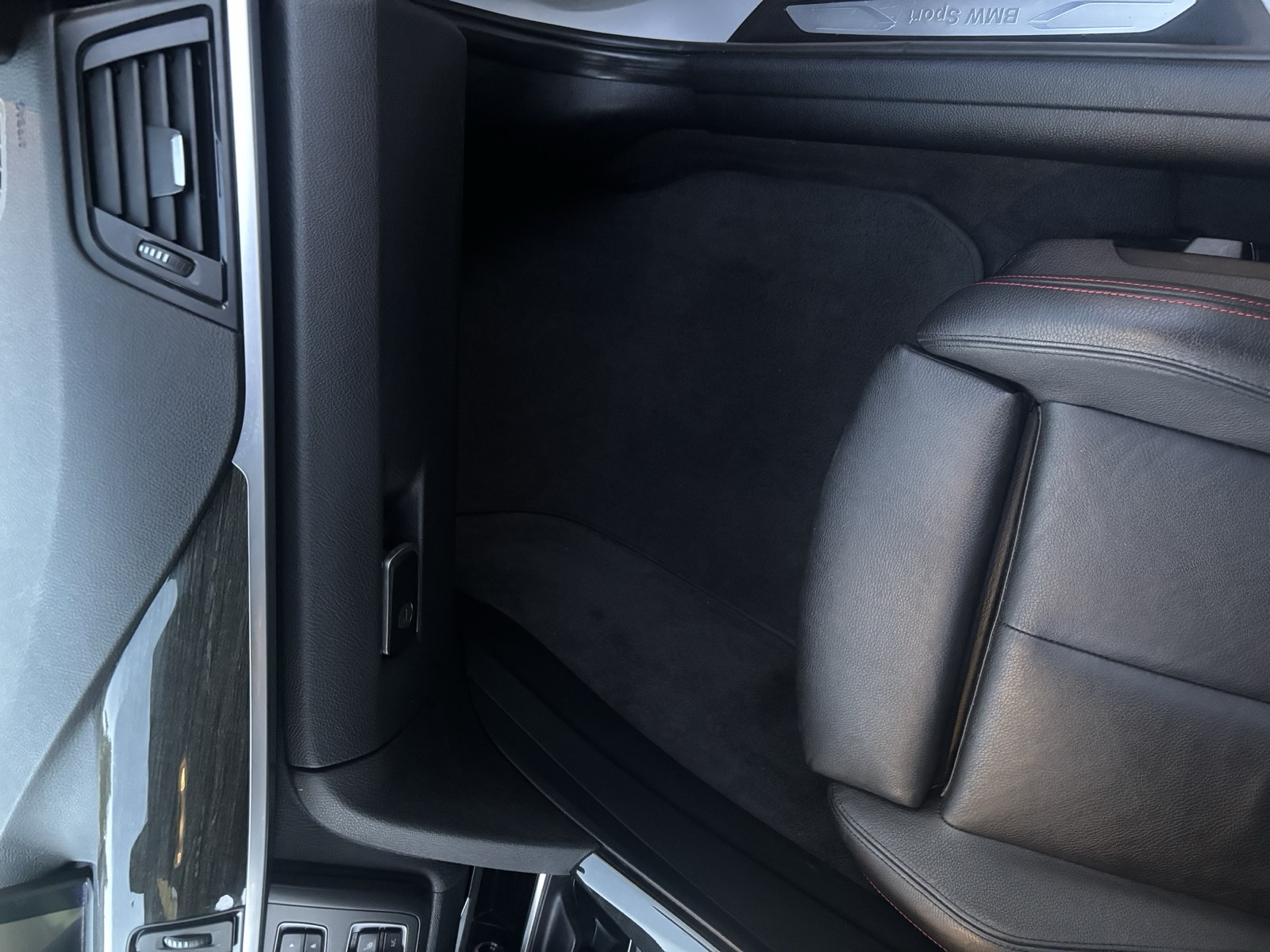 BMW passenger footwell after interior detail